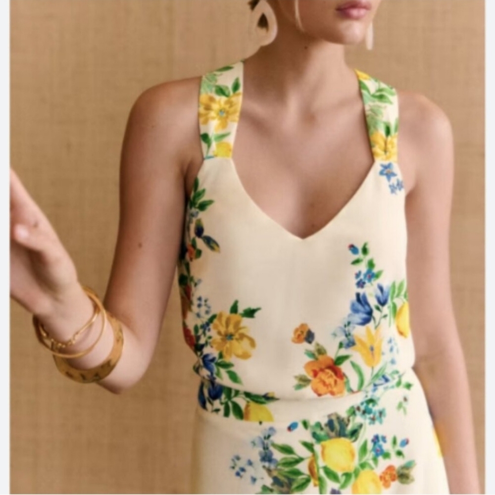 Sezane X Momoni Lemon Floral Tank Top 34 S NWOT